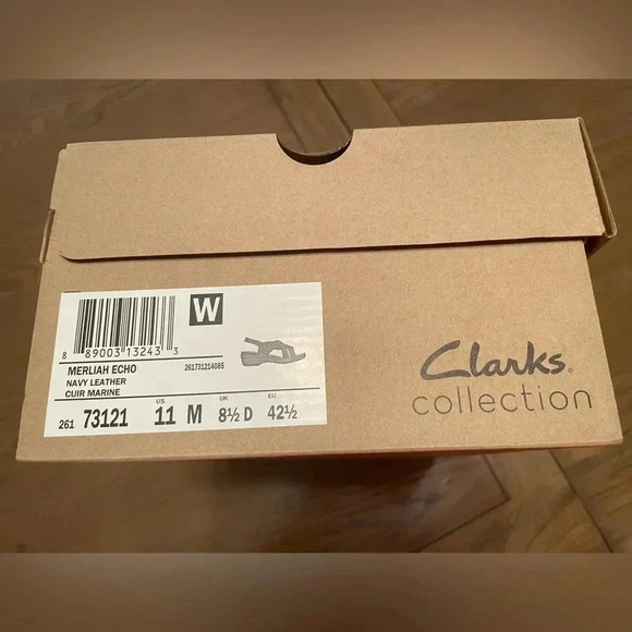 Clarks Merliah Echo Navy Leather Sandals Size 11 Comfortable Strap Closure - Picture 5 of 5
